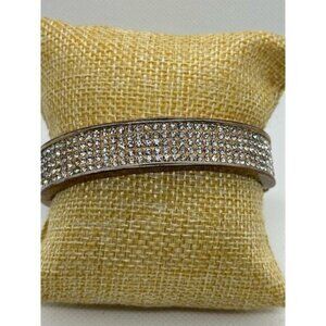 Gold-Tone Rhinestone Hinged Clamper Bracelet